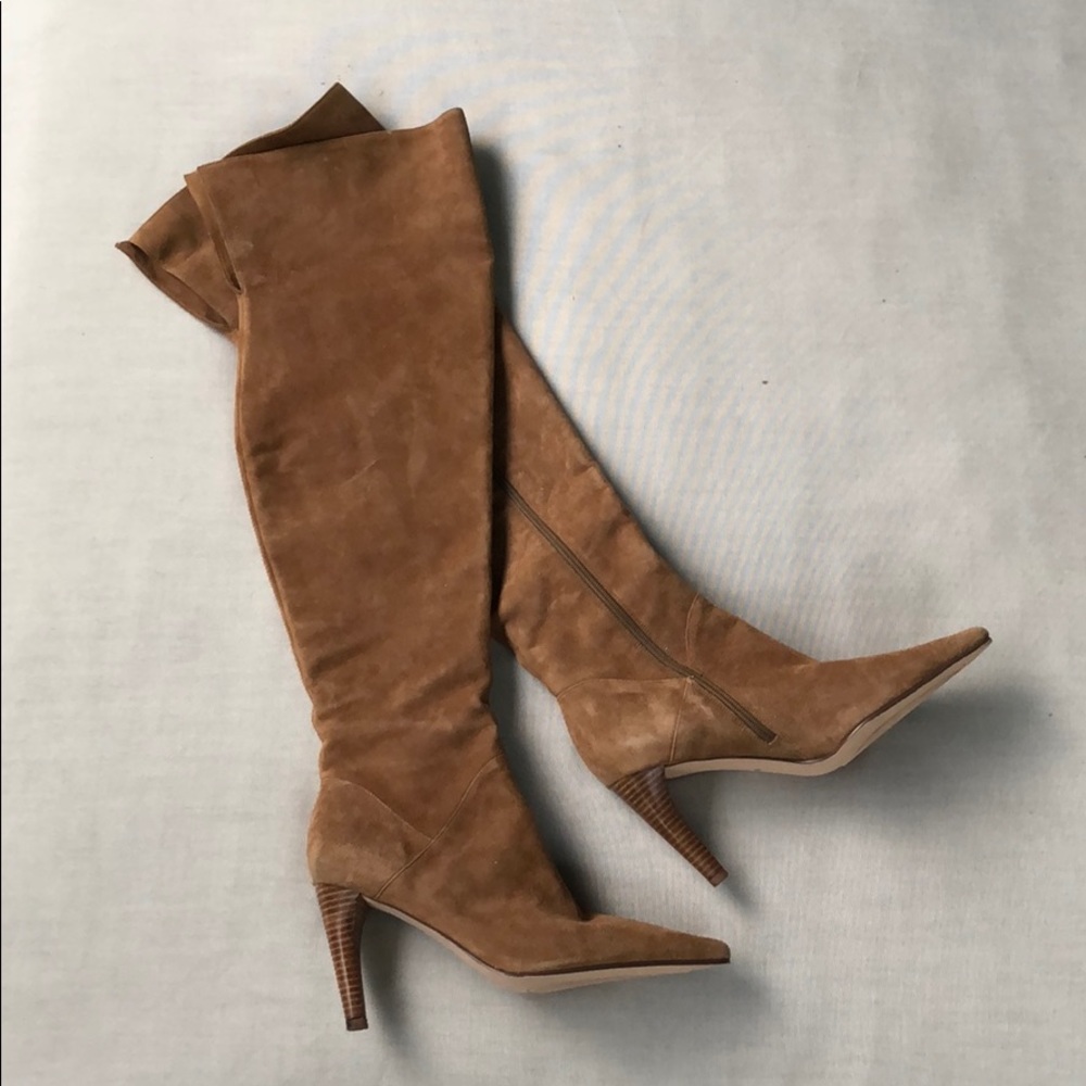 Amanda Smith camel suede above knee boots  size10M